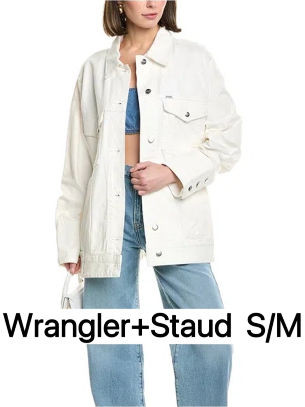Wrangler x STAUD Oversized White Denim The Biggest Jean Jacket